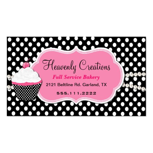 Stylish Pink and Black Bakery Business Card