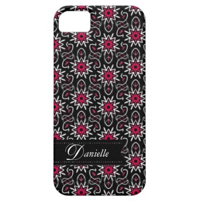 Stylish Pink+Black Stars pattern iPhone 5 Case