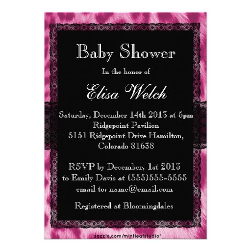 Stylish Pink Cheetah Print Baby Shower Invitation