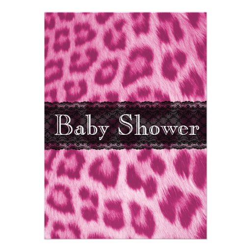 Stylish Pink Cheetah Print Baby Shower Invitation