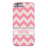 Stylish Pink Chevron Zigzag Stripes Monogram iPhone 6 Case