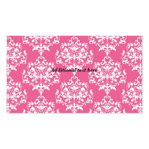 Stylish Pink Damask Bakery Business Card (back side)