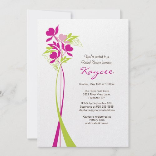 Stylish Pink & Green Bouquet Bridal Shower Invite invitation