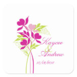 Stylish Pink & Green Bouquet Wedding Square Square Stickers