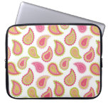 Stylish pink green paisley laptop computer sleeve