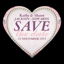 Stylish Pink Romance Save the Date Heart Stickers stickers
