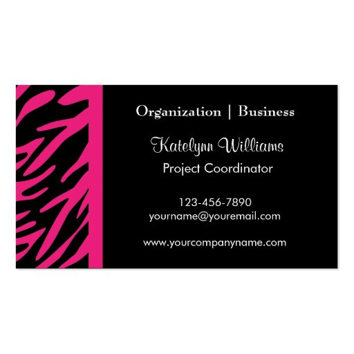 Stylish Pink Zebra Stripes Business Cards