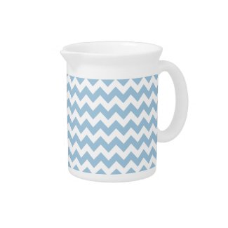 Stylish Pitcher or Jug, Blue and White Chevrons