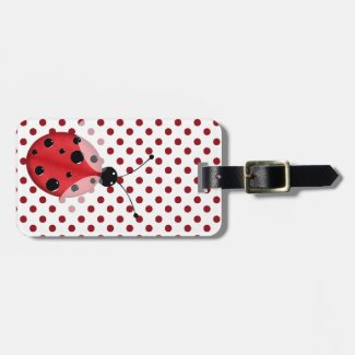 Stylish Polka Dots & Ladybug Luggage Tag