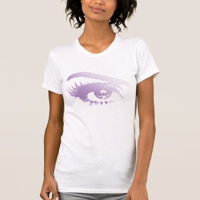Stylish Pretty Eye of Woman Halftone-Violet Purple T-shirts