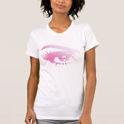 Stylish Pretty Eye of Woman in Halftone - Pink Tees