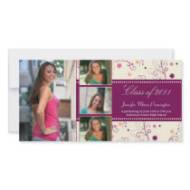 Stylish purple 4 photo graduation announcement photo card