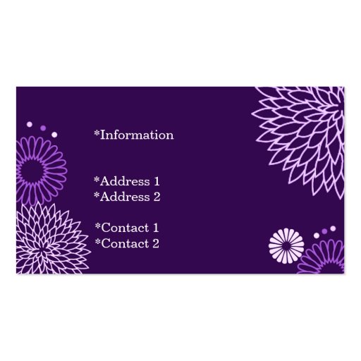 Stylish Purple Tones Floral Business Card (back side)
