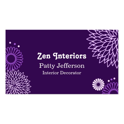 Stylish Purple Tones Floral Business Card (front side)