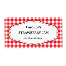 Stylish red and white gingham canning jar labels