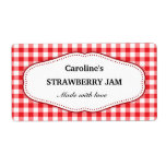 Stylish red and white gingham canning jar labels