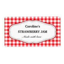 Stylish red and white gingham canning jar labels