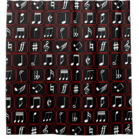 Stylish Red Black and White Geometric Music Notes