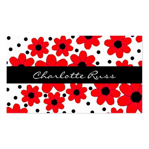 Stylish Red & Black Flowers Custom Mommy Card Business Card Template (front side)