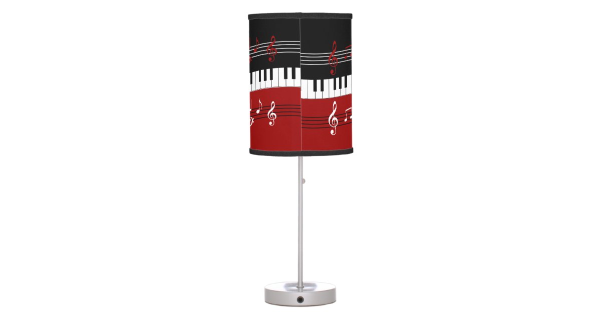Stylish Red Black White Piano Keys and Notes Desk Lamp ...