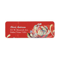 Stylish Red Floral Pattern Address Labels label