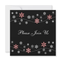 Stylish Red Snowflakes Invitation Template by SocialiteDesigns Stylish Red Snowflakes Invitation Template