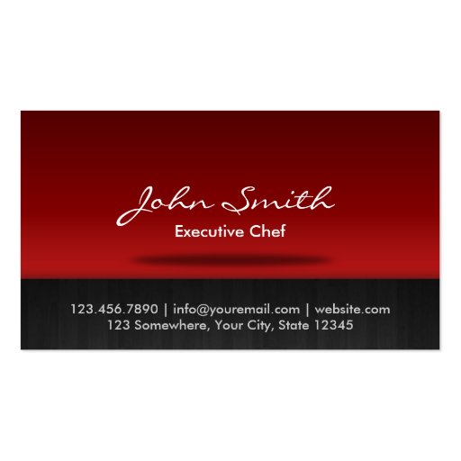 Stylish Red Stage Chef Business Card (front side)