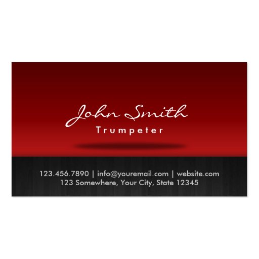 Stylish Red Stage Trumpeter Business Card (front side)