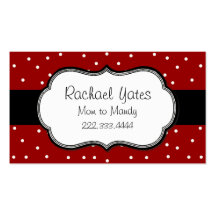 Stylish Red & White Polka Dot Mommy Card Business Card Template