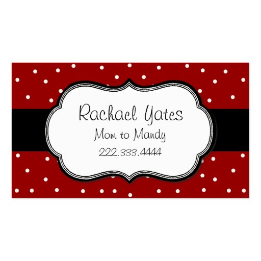 Stylish Red & White Polka Dot Mommy Card Business Card Template (front side)