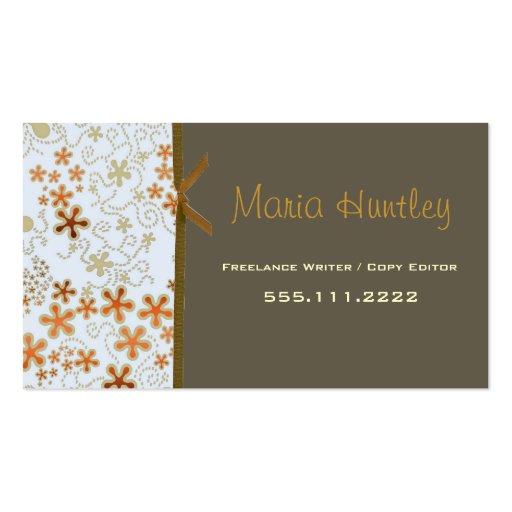 Stylish retro floral Business Card (front side)