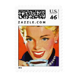 Stylish Retro Lady pearls Postage Stamps