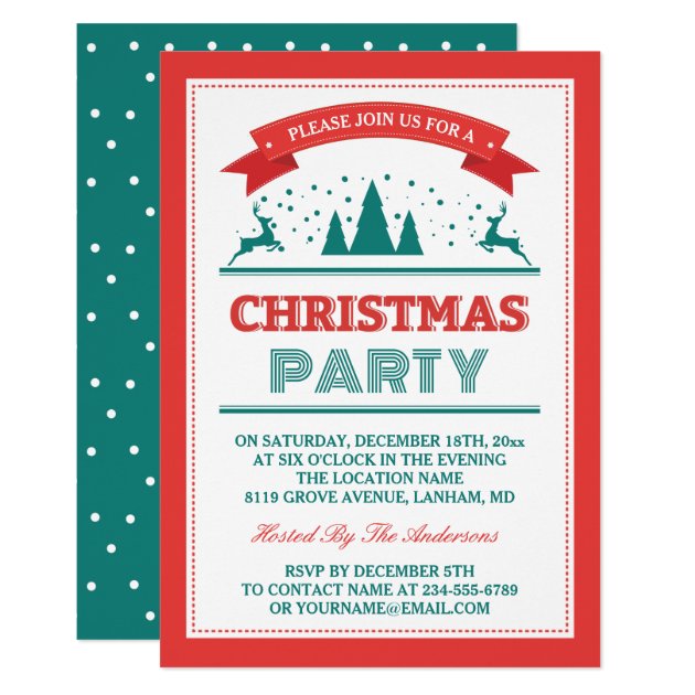 Stylish Retro Vintage Typography Christmas Party Card (front side)