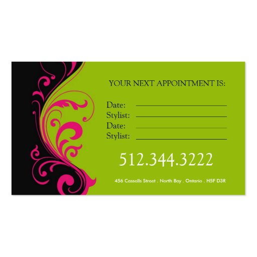 Stylish Salon Business Cards (back side)