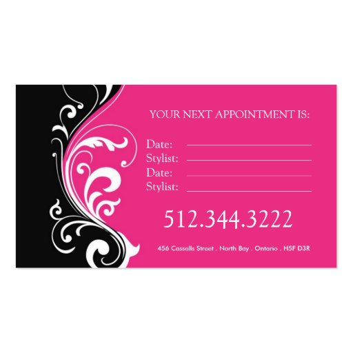 Stylish Salon Business Cards (back side)