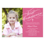 Stylish Script First Communion Invitation - Pink invitations