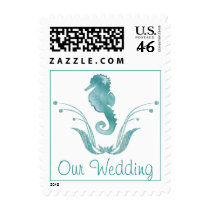Stylish Sea Horse Wedding Stamp