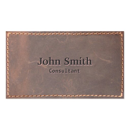 Stylish Sewed Leather Consultant Business Card (front side)