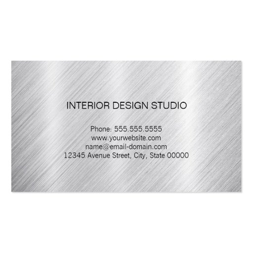 Stylish Silver Look in Brushed Metal Business Card Template (back side)