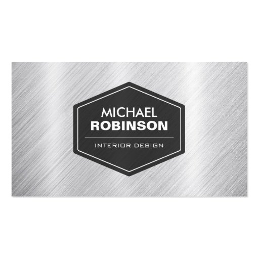 Stylish Silver Look in Brushed Metal Business Card Template