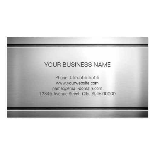 Stylish Silver Metal in Stainless Steel Look Business Card Templates (back side)