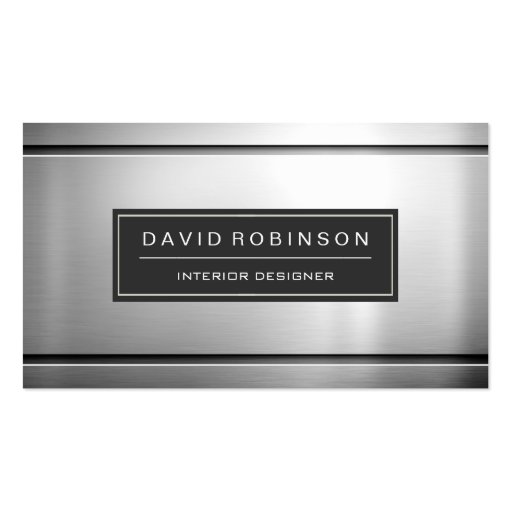Stylish Silver Metal in Stainless Steel Look Business Card Templates (front side)
