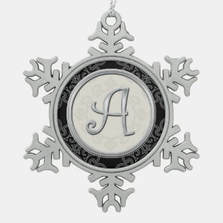 Stylish Silver Monogram A Christmas Ornament