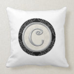Stylish Silver Monogram Initial C Pillow