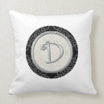 Stylish Silver Monogram Initial D Throw Pillows