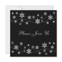 Stylish Silver Snowflakes Invitation Template