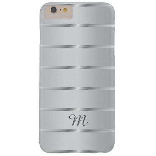 Stylish Silver Stripes Custom Monogram Barely There iPhone 6 Plus Case