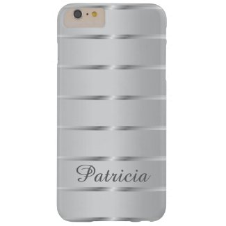 Stylish Silver Stripes Custom Name iPhone 6 Plus Case