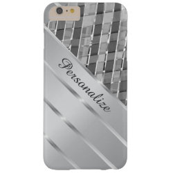 Stylish Silver Stripes Custom Name Barely There iPhone 6 Plus Case