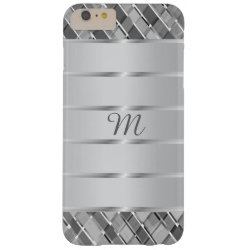 Stylish Silver Stripes Monogrammed Barely There iPhone 6 Plus Case